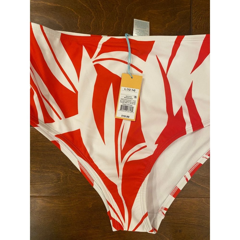 🎉3 for 15🎉 Kona Sol Women XS Red White Bikini Bottom High Waist & Coverage - Picture 3 of 4
